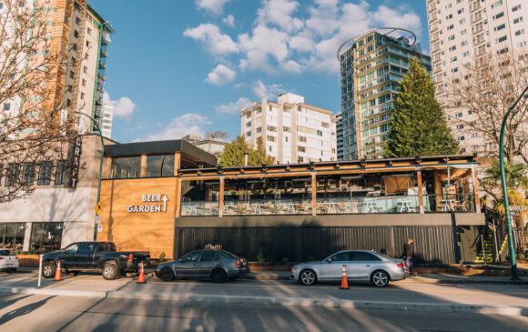 craft beer market English Bay exterior, patio